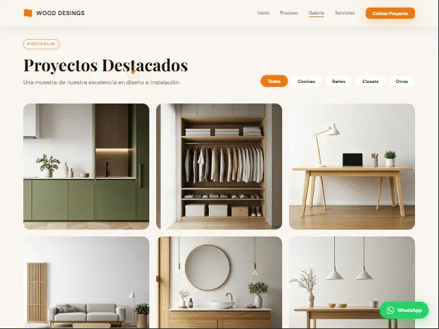 Wood Designs — Sitio web para carpintería artesanal de muebles a medida